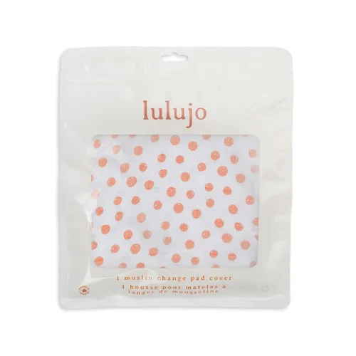 Vista 2 de lulujo Funda para cambiador de bebé, 100% muselina de algodón, tamaño estándar, 32 x 16 pulgadas, lunares Puntos