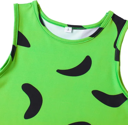 Vista 2 de xianhsuxo Disfraz de hombre de las cavernas de Halloween para niños y niñas, conjunto de ropa de cosplay