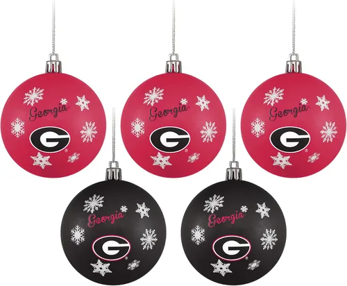 Vista 4 de FOCO NCAA - Juego de 5 adornos inastillables para árbol de Navidad con logotipo del
