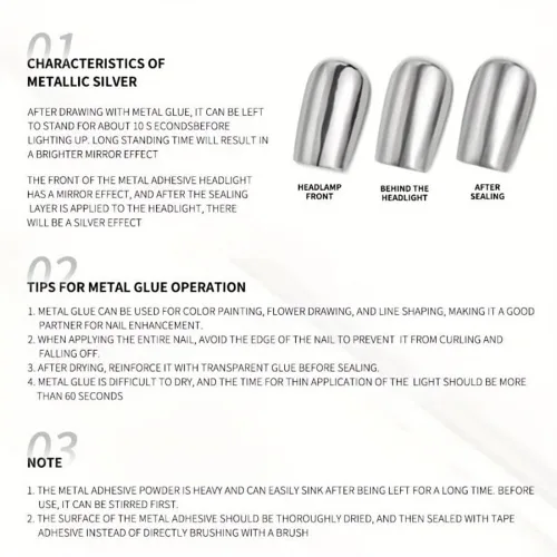 Vista 6 de Gel de pintura metálica plateada de 0.3 fl oz (plata + dorado)