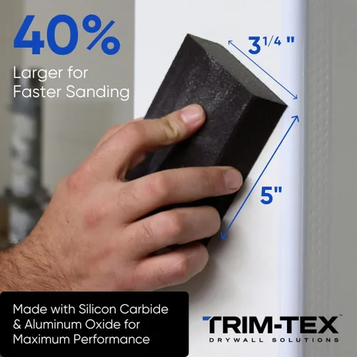 Vista 6 de Trim-Tex - Paquete de 24 bloques de lijado de doble ángulo, grano medio/fino, 40% más grande, evita que se rompa y raspe para un acabado impecable