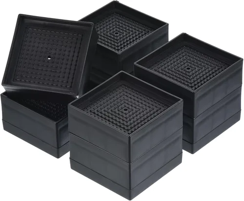 Vista 11 de uxcell Elevadores de cama, 4 piezas, elevadores de muebles de 1.5 pulgadas, elevador de sofá cuadrado ajustable con alfombrilla antideslizante