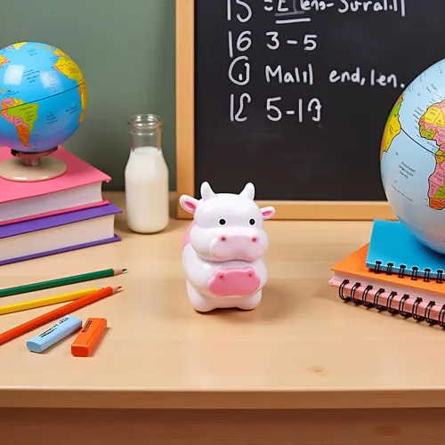 Vista 4 de 1 sacapuntas de color aleatorio con diseño de ganado, buey kawaii, sacapuntas de lápices para niñas, artículos de papelería, suministros de oficina