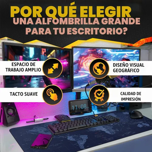 Vista 4 de Alfombrilla de mouse para juegos personalizada, alfombrilla de escritorio grande, antideslizante