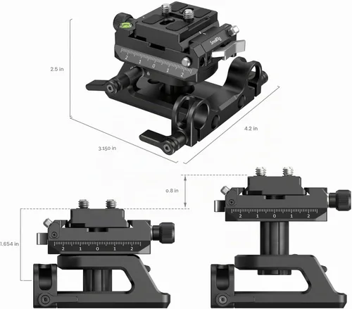 Vista 2 de SmallRig Placa de montaje para abrazadera de liberación rápida Arca-Swiss y placa inferior para tipo Manfrotto con montaje de abrazadera de varilla