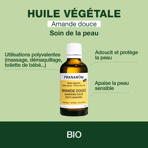 Vista 2 de Pranarôm Aceites vegetales orgánicos de almendras dulces 1.7 fl oz