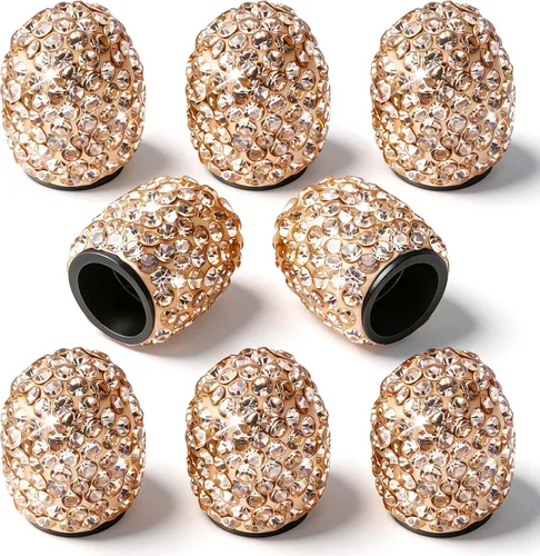 Vista 35 de 4 tapas de válvula de vástago de neumático de diamantes de cristal brillante, a prueba de polvo, tapas universales para válvulas de neumáticos
