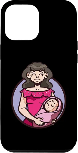 Vista 24 de iPhone XR dibujos animados madre sosteniendo bebé ilustración para niños caso