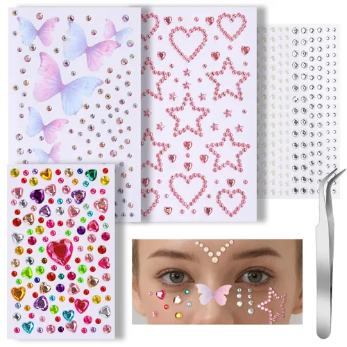 Vista 7 de Teenitor Gemas Faciales Perlas para el Cabello Diamantes de Imitación para Maquillaje Festival Joyas Faciales Joyas para el Cabello, 1300PCS