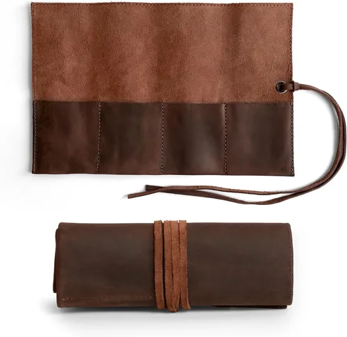 Vista 12 de Hide & Drink, Organizador de rollos de reloj de cuero hecho a mano de cuero de grano completo, con capacidad para hasta 4 relojes, fácil de llevar
