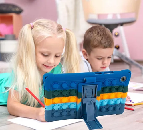 Vista 5 de Funda de silicona para tablet con soporte, correa para el hombro, lápiz capacitivo, funda suave compatible con Lenovo Tab One/K9 de 8.7 pulgadas