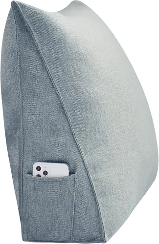 Vista 7 de Johnear Almohada triangular para cabecero, almohada de cuña de algodón y lino, almohada grande para respaldo de lectura para sofá y cama, soporte
