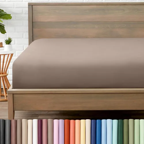 Vista 24 de Bare Home - Sábana bajera de microfibra 1800 muy suave y duradera, para colchones altos tamaño individual, color blanco Deep Pockets 6 to 15