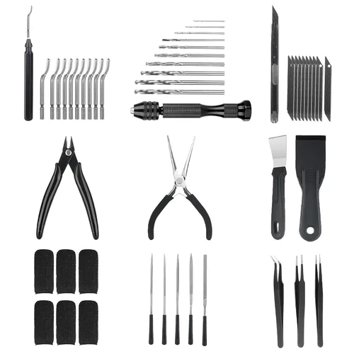 Vista 9 de Kit de herramientas para impresora 3D KuanStore, accesorio para impresión 3D con 55 piezas incluye herramienta de desbarbado, calibre, juego