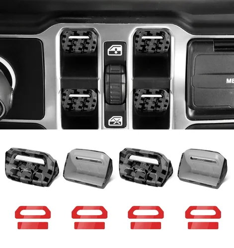 Vista 17 de Cubierta de botón de interruptor de ventana de metal para Jeep Wrangler JK JKU 2018 2017 2016 2015 2014 2013 2012 2011, accesorios para interiores