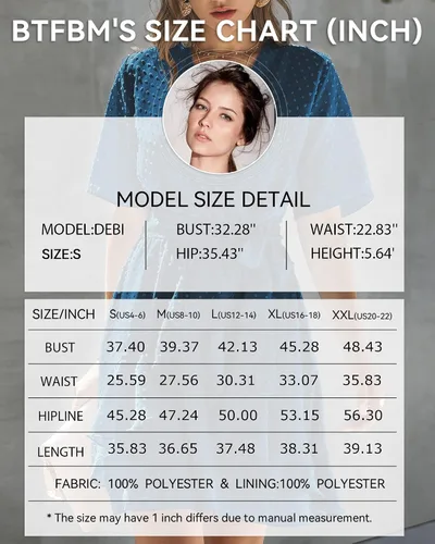 Vista 6 de BTFBM - Vestido corto de verano 2023 con cuello en V para mujer, manga corta, cintura alta, dobladillo con volantes, falso cruce