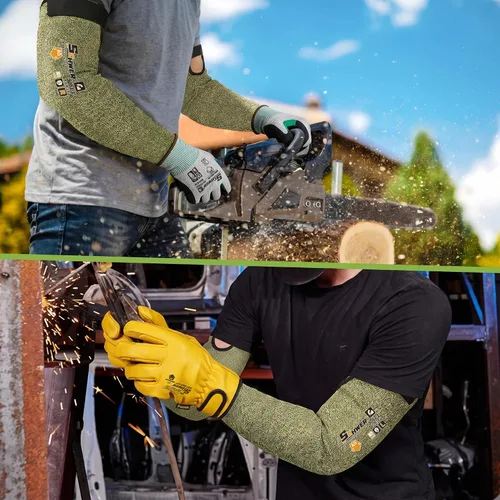 Vista 9 de Schwer CORE Mangas de Protección para Brazo S081, Mangas Resistentes a Cortes ANSI A5 con Orificio para el Pulgar, Manga de Soldadura Resistente a