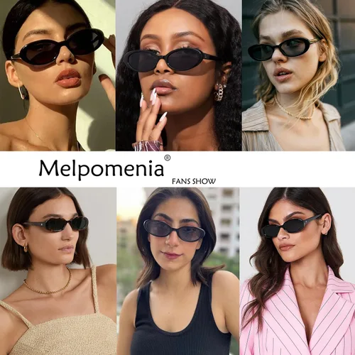 Vista 2 de Melpomenia Lentes de sol ovalados retro para mujeres y hombres, estilo vintage con montura pequeña, estilo de los años 90