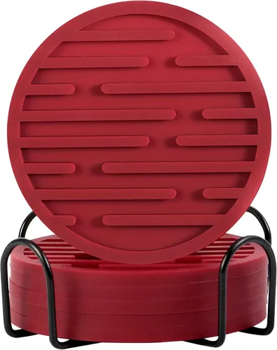 Vista 12 de Juego de 6 posavasos de silicona para bebidas con soporte, impermeables, antideslizantes, reutilizables, posavasos duraderos para mesa, bar