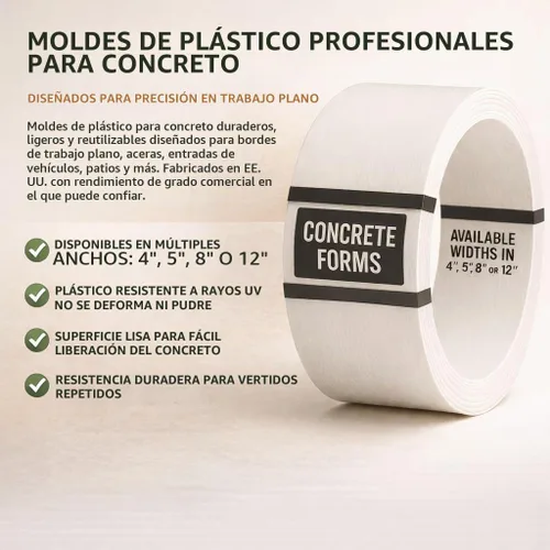 Vista 2 de Formas flexibles de plástico para hormigón plano y bordillos pequeño conjunto (cuatro piezas de 4 "x 8', 4" x 32' en total) de Walttools