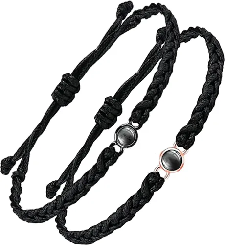 Vista 4 de Pulseras personalizadas con imagen en el interior, paquete de 2 para mujeres y hombres, pulsera de foto circular con imagen personalizada, pulseras