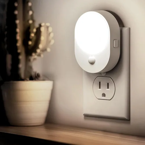 Vista 12 de L LOHAS LED Luz nocturna con sensor de movimiento, paquete de 2 luces nocturnas enchufables a la pared, sensor de movimiento y sensor de atardecer a