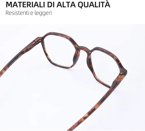 Vista 5 de ZENOTTIC Gafas de lectura con luz azul para mujeres/hombres, marco hexagonal, bisagras de resorte, lentes de computadora antirreflejos de moda