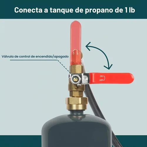 Vista 4 de GASPRO Kit adaptador de repuesto de tanque de propano de 1 libra, manguera de 3 pies con válvula de cierre de seguridad, llena fácilmente botellas