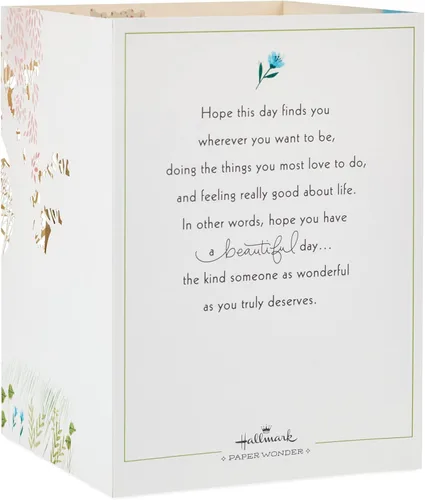 Vista 3 de Hallmark Paper Wonder - Tarjeta de cumpleaños desplegable para mujer (Día hermoso)