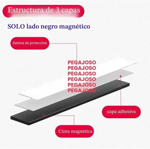 Vista 3 de Towjug Rollo de cintas magnéticas de 10 pies x 1/2 pulgada con respaldo adhesivo 3M, cinta magnética adhesiva flexible para proyectos