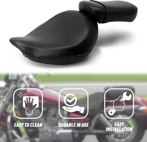 Vista 4 de Asiento de pasajero de motocicleta negro sin patrón compatible con Shadow ACE VT750 VTC750C VTC750CD 1998-2003