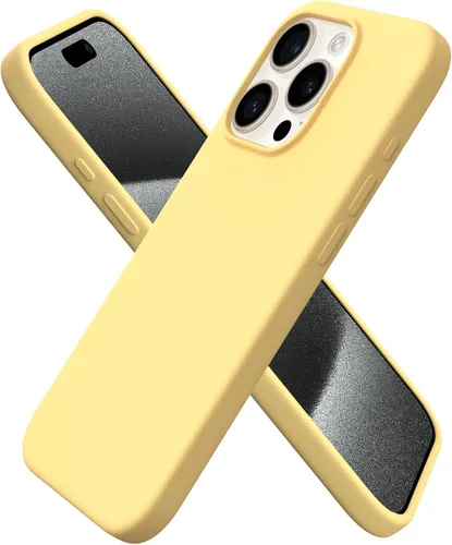 Vista 32 de ORNARTO Funda compatible con iPhone 15 Pro de 6.1 pulgadas, silicona líquida de 3 capas cubierta completa de goma de gel suave, funda protectora