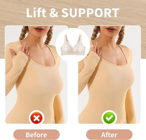 Vista 6 de Baetty Sujetadores minimizadores para mujer sin aros ligeramente acolchados cobertura completa 6170