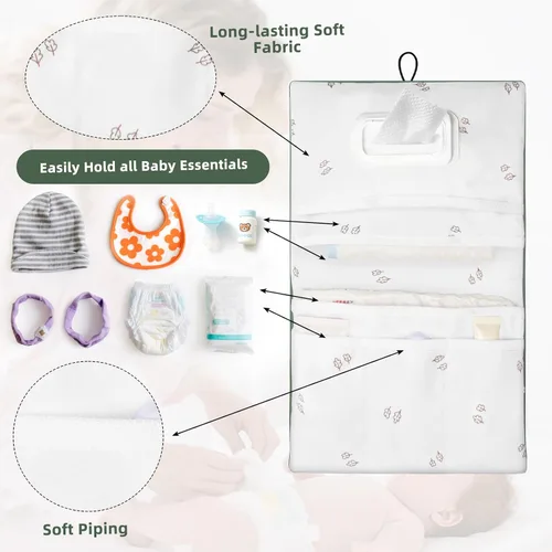 Vista 6 de Organizador de pañales para bebé, compacto y plegable, bolsas organizadoras de viaje para toallitas de pañales y pequeños artículos esenciales