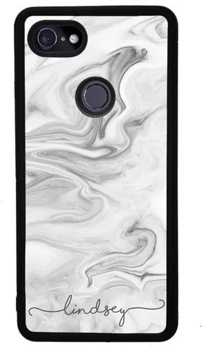 Vista 4 de Funda de goma negra personalizada con texto de mármol blanco y negro compatible con Google Pixel 10, 10 Pro, 10 Pro XL, 9a, 9 Pro, Pixel 9, Pixel 9