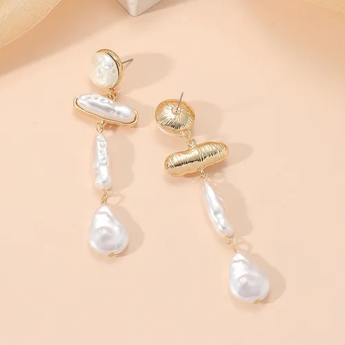 Vista 6 de Aretes de perlas para mujer, aretes colgantes de perlas para adolescentes y niñas, aretes de perlas, elegantes aretes de perlas, aretes colgantes