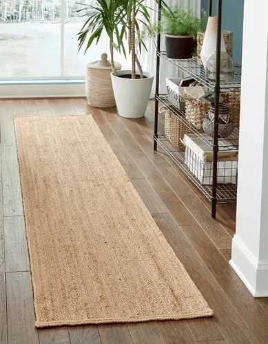 Vista 43 de Unique Loom Alfombra trenzada de la colección de yute - Dhaka (1' 2" x 6' 1", camino de mesa, gris)