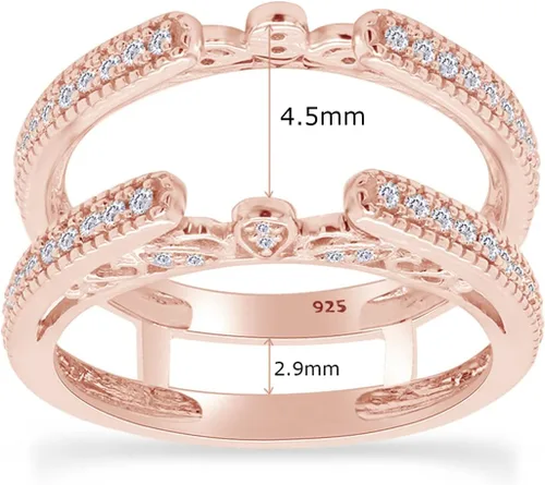 Vista 3 de SAVEARTH DIAMONDS Anillo de protección de catedral de grano de muissanita de corte redondo creado en laboratorio de 13 quilates en oro de 14