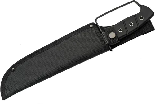 Vista 2 de SZCO Cuchillo Bowie de hoja completa de 15 pulgadas - Cuchillo negro de camping con mango D-Guard, hoja de acero inoxidable y vaina para caza
