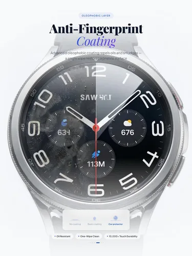 Vista 10 de Protector de pantalla para Samsung Galaxy Watch 4 Classic de 1.654 pulgadas. 【1.654 pulgadas es tamaño de la esfera, no es protector