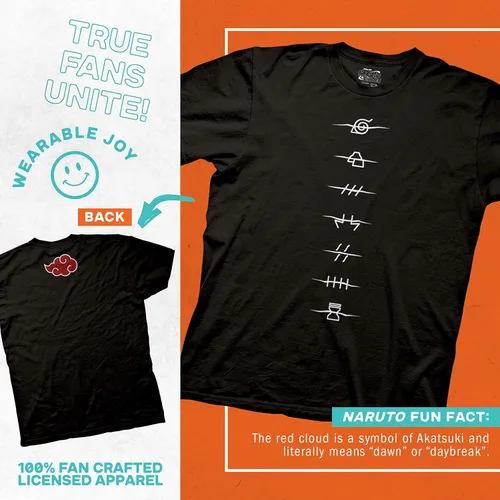 Vista 5 de Ripple Junction Camiseta Naruto Shippuden con símbolos anti-aldea para hombre