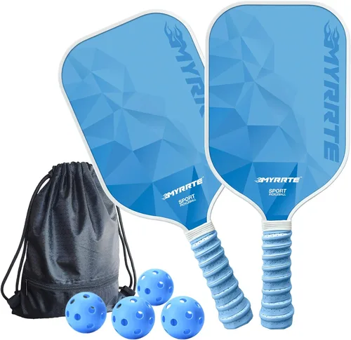 Vista 13 de Juego de 2 palas de pickleball de fibra de vidrio, con núcleo de panal ligero, control inigualable