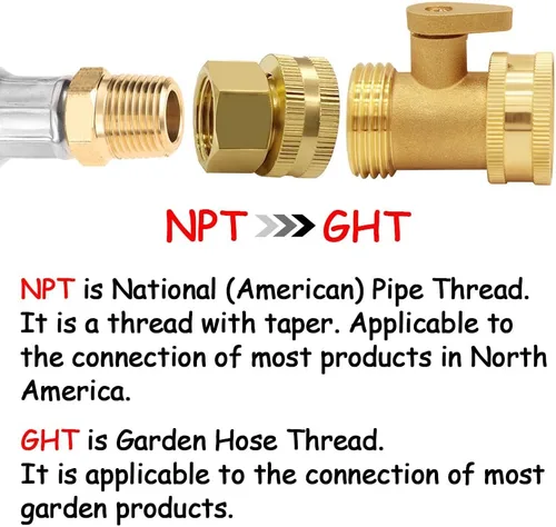Vista 5 de Uenede Conector de manguera de jardín hembra de latón de 1/2 "NPT a 3/4" GHT hembra, reductor giratorio roscado reductor adaptador de conversión