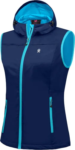 Vista 18 de Little Donkey Andy Chaleco Softshell Ligero para Mujer, Chaqueta sin Mangas Resistente al Viento para Correr, Senderismo y Viajes Negro