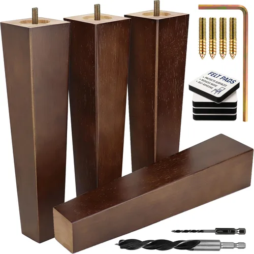 Vista 25 de Airy Abode Patas cuadradas premium de muebles en negro (kit de instalación completa) - Elige tu