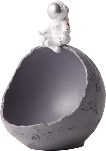 Vista 2 de Figura de astronauta de resina, adorno de astronauta de astronauta, escultura en caja de almacenamiento, organizador de cuencos para decoración