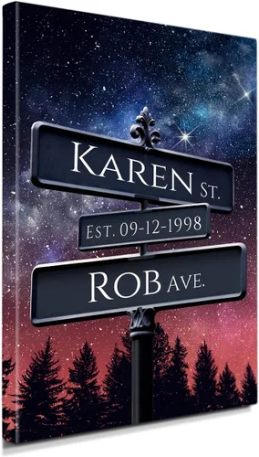 Vista 158 de IPIC - Personalized Framed Canvas with Custom Street Sign in Boston Personalized Street Signs with Names, Custom Canvas Print, Boston Sunset