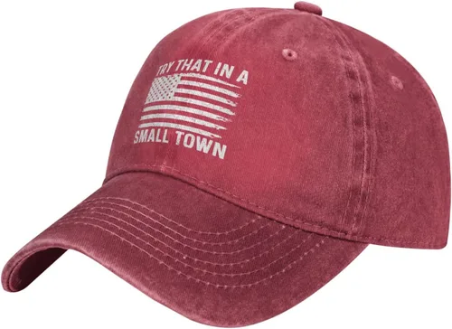 Vista 2 de Gorra de béisbol para mujer, diseño de pueblos pequeños, Rojo-15