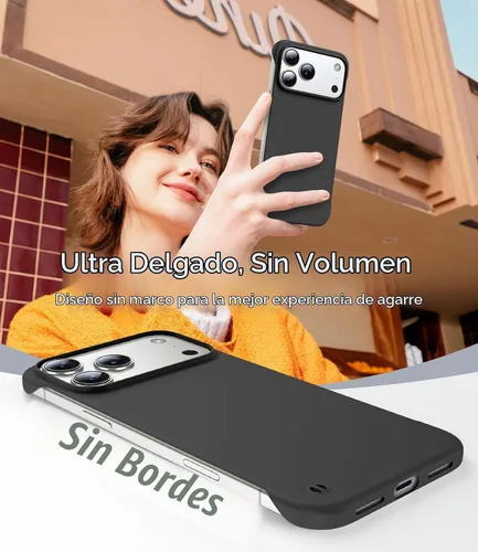 Vista 2 de GRECAZO Magnetic Slim Frameless Case for iPhone 17 Pro Max, Black Negro