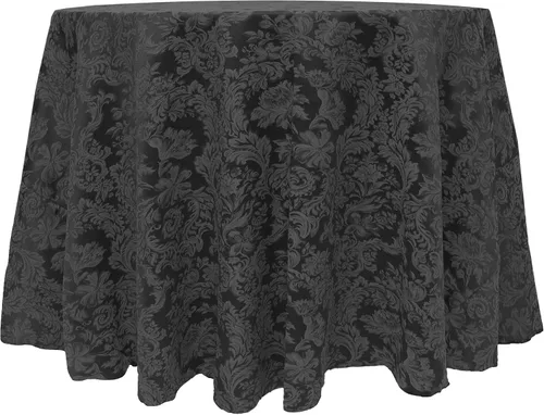 Vista 7 de Ultimate Textile Miranda - Mantel redondo de damasco (114 pulgadas), color burdeos